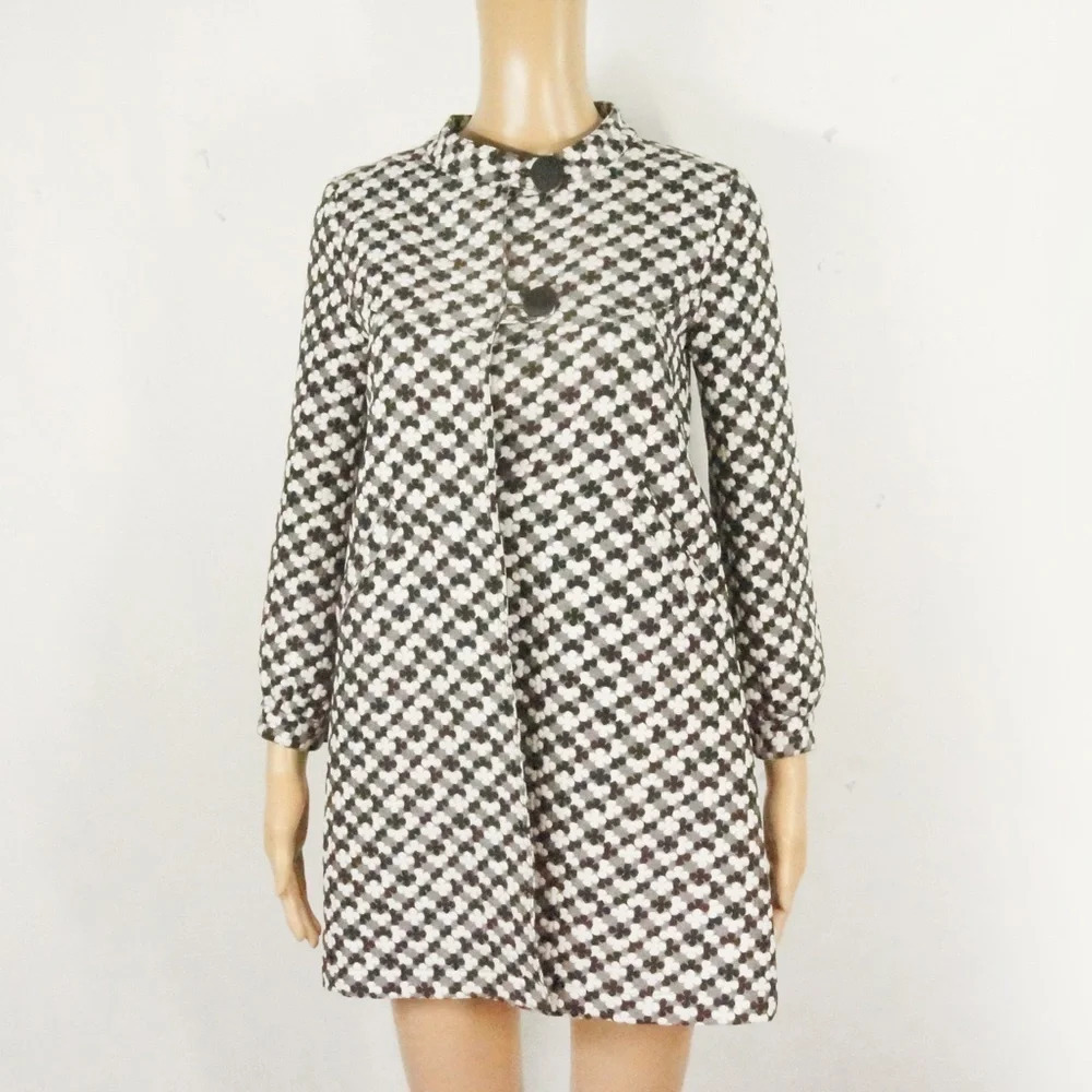 Women’s Black & White Patterned Coat Dress